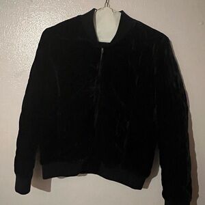 Lucky Brand Black Velvet Bomber Jacket